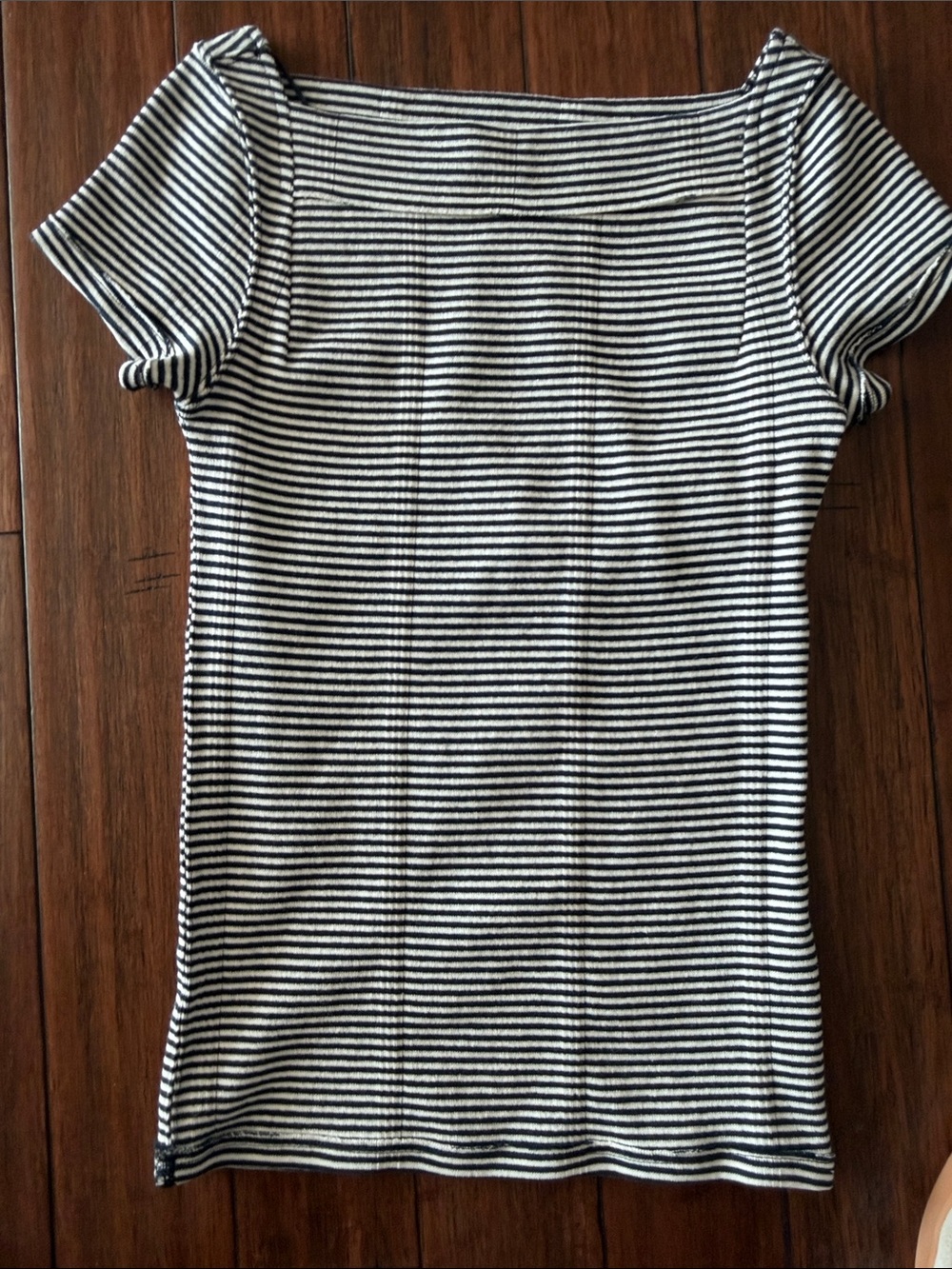 Women’s Black & White Striped Short Sleeve Scoop Top